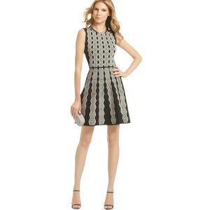 Pink Tartan Black and White A-line Sleeveless Cocktail Dress Geometric print